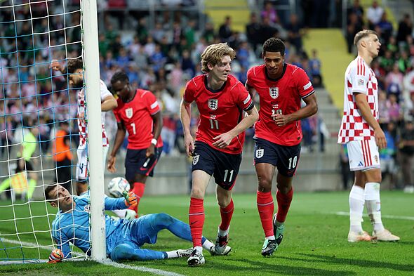 Rijeka croatia anthony gordon of england celebrates scoring his teams third goal with